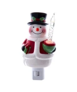 Kurt Adler Ceramic Snowman With Bubble Light Night Light