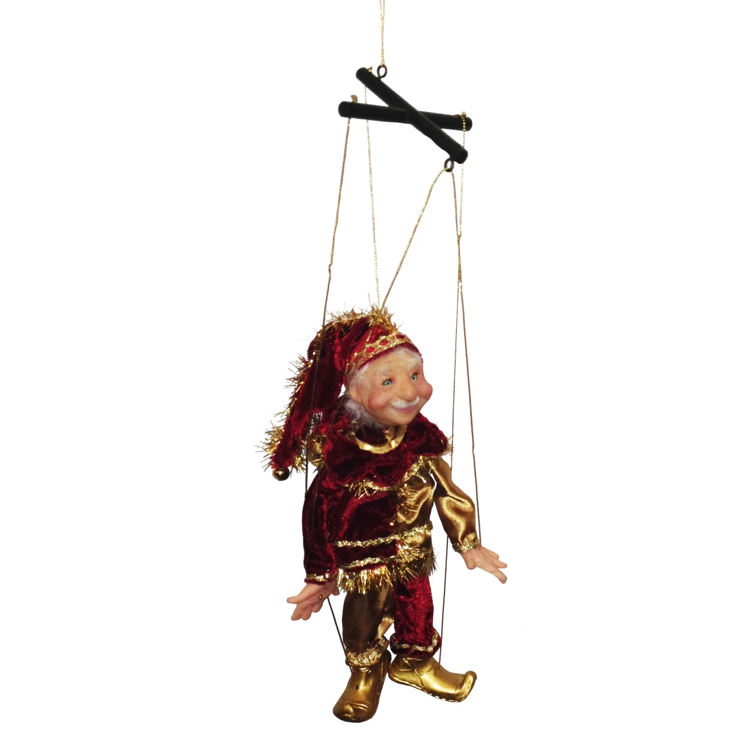 Kurt Adler Jacqueline Kent Mini Marionette Ornament - Red And Gold 2 Kurt Adler Jacqueline Kent Mini Marionette Ornament - Red And Gold - Image 2