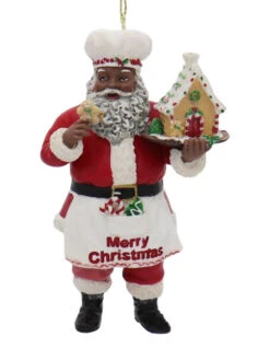 Kurt Adler African American Chef Santa Ornaments -