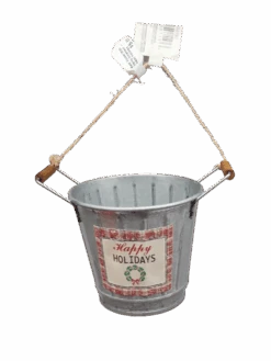 Kurt Adler Metal Bucket With Saying Ornament - Happy Holidays