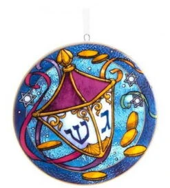 Kurt Adler Porcelain Hanukkah Disc Ornament - Dreidel