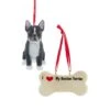 Kurt Adler I Love My Boston Terrier With Dog Bone Ornaments