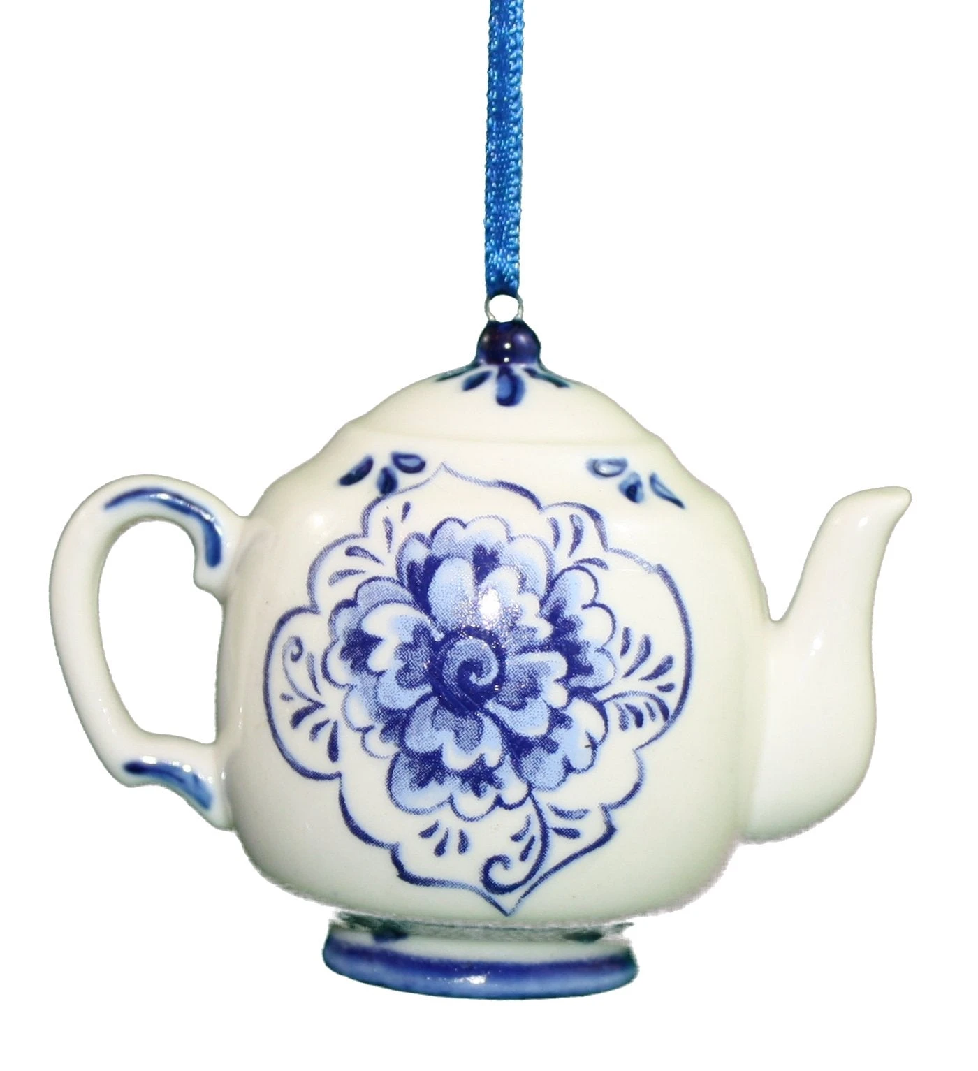Kurt Adler Porcelain Blue Teapot Ornament - Medium 1 Kurt Adler Porcelain Blue Teapot Ornament - Medium