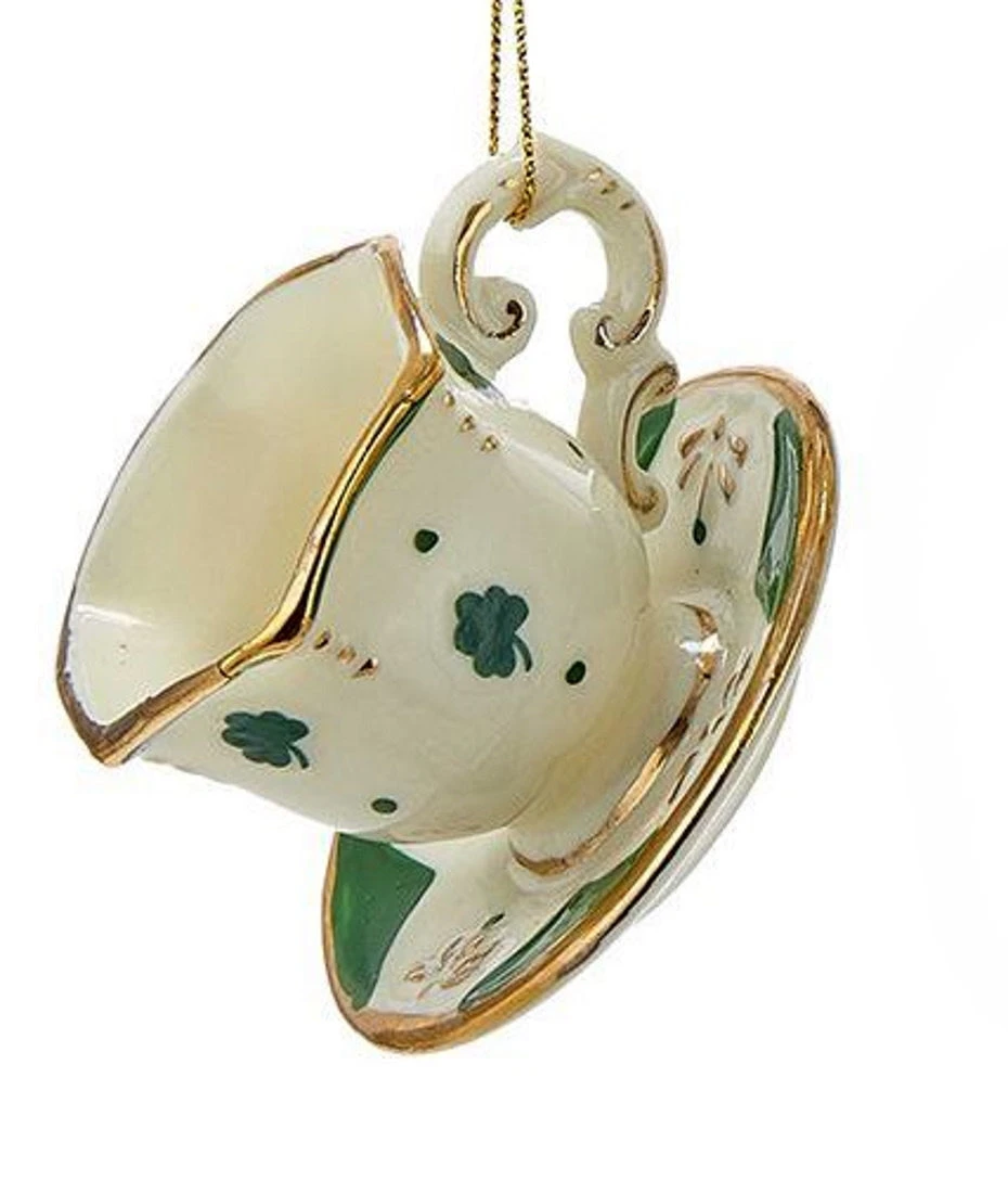 Kurt Adler Porcelain Irish Tea Ornament - Teacup Shamrock 1 Kurt Adler Porcelain Irish Tea Ornament - Teacup Shamrock