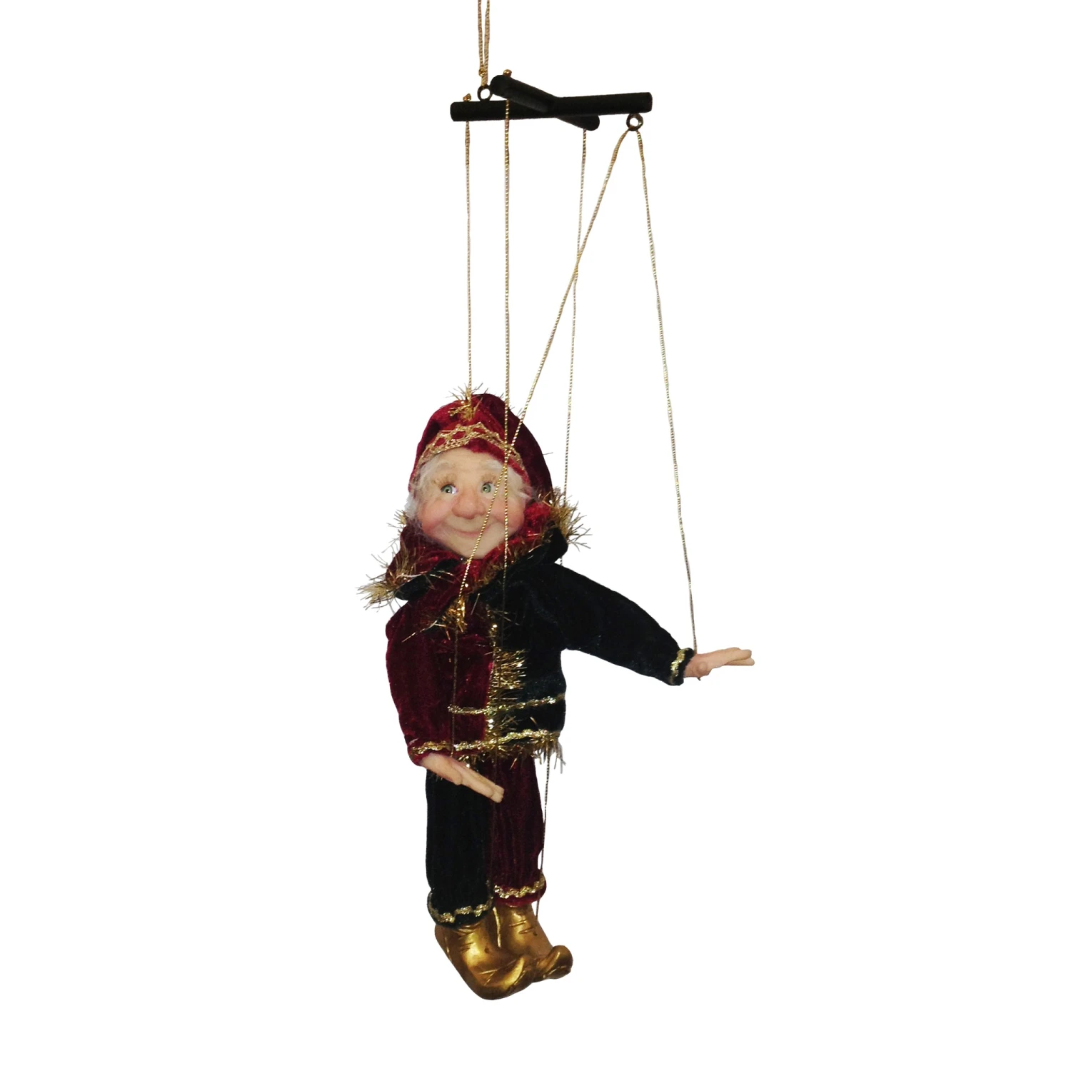 Kurt Adler Jacqueline Kent Mini Marionette Ornament - Red And Green 1 Kurt Adler Jacqueline Kent Mini Marionette Ornament - Red And Green