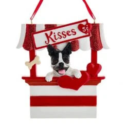 Kurt Adler Dog Kisses - Kissing Booth Ornament - Boston Terrier