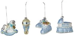 Kurt Adler Noble Gems Glass Baby Boy Ornament Set