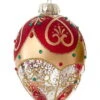 Kurt Adler Glass Egg Ornament - 120mm - Red And Gold Crackle