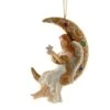 Kurt Adler Jeweled White And Gold Angel On Moon Ornament