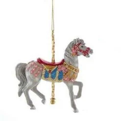 Kurt Adler Resin Carousel Assortment Ornament - Fancy Grey Horse
