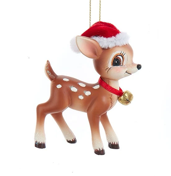 Kurt Adler Deer With Christmas Hat Ornament - 2 Kurt Adler Deer With Christmas Hat Ornament - - Image 2