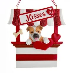 Kurt Adler Dog Kisses - Kissing Booth Ornament - Bulldog