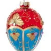 Kurt Adler Glass Egg Ornament - 120mm - Red And Blue