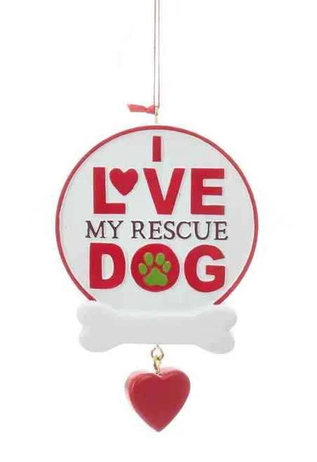Kurt Adler Rescue Dog Sign Ornament - I Love My Rescue Dog 1 Kurt Adler Rescue Dog Sign Ornament - I Love My Rescue Dog