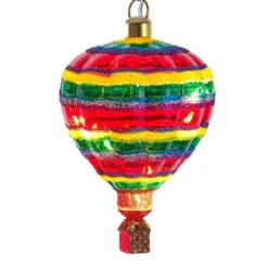 Kurt Adler Glass USB Powered LED Hot Air Balloon Ornament - Rainbow
