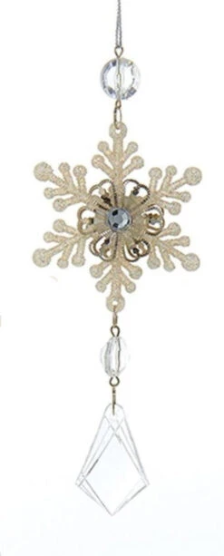 Kurt Adler Platinum Snowflake Drop Acrylic Ornament - Diamond Shape