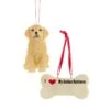 Kurt Adler I Love My Golden Retriever With Dog Bone Ornaments