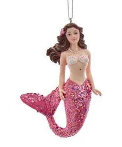 Kurt Adler Mermaid With Glittered Tail Ornament - Pink