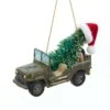 Kurt Adler USMC Jeep With Christmas Tree Ornament