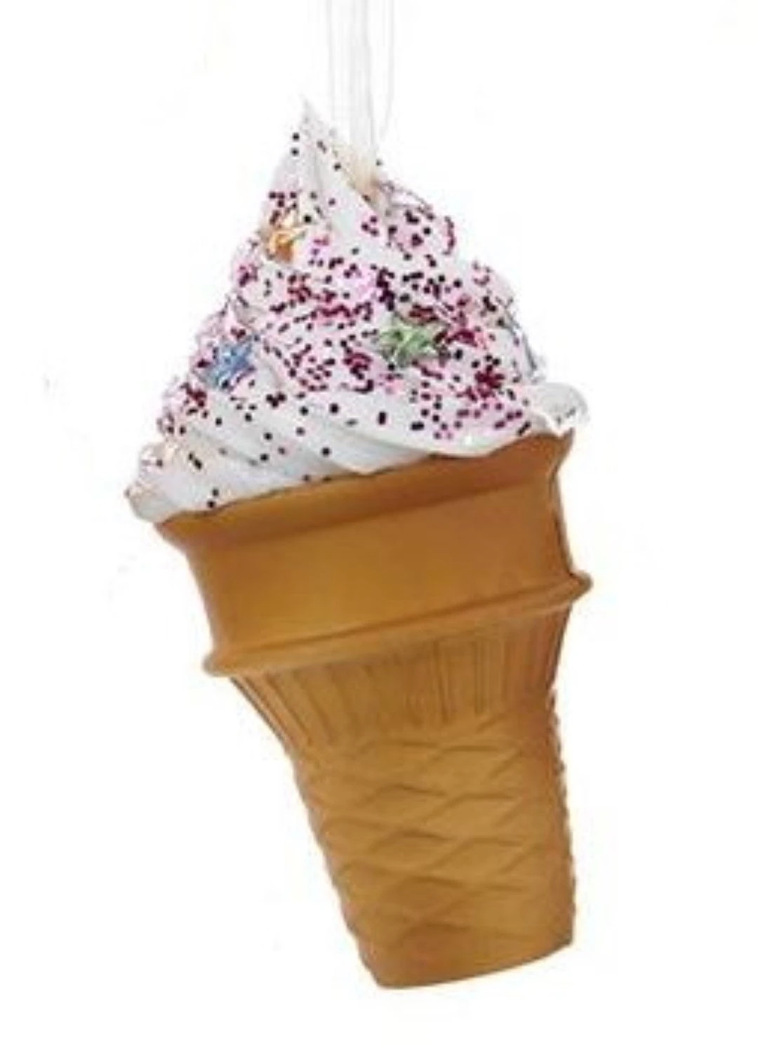 Kurt Adler Foam Ice Cream Cone Ornament - Vanilla With Crystals 1 Kurt Adler Foam Ice Cream Cone Ornament - Vanilla With Crystals