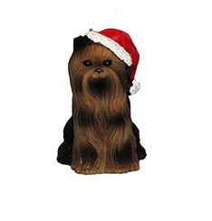 Kurt Adler Dog In A Santa Hat Ornament - Yorkshire Terrier