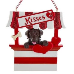 Kurt Adler Dog Kisses - Kissing Booth Ornament - Chocolate Lab