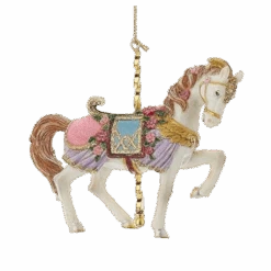 Kurt Adler Resin Carousel Ornament - White Show Horse