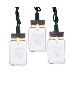 Kurt Adler 10-Light Clear Mason Jar Light Set