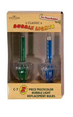 Kurt Adler C7 2-Piece Multicolored Bubble Light Replacement Bulb - Blue / Green