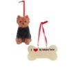 Kurt Adler I Love My Yorkshire Terrier With Dog Bone Ornaments