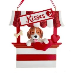 Kurt Adler Dog Kisses - Kissing Booth Ornament - Beagle
