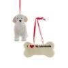 Kurt Adler I Love My Labradoodle (Light) With Dog Bone Ornaments
