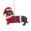 Kurt Adler Black And Tan Daschund With Plaid Coat And Santa Hat Ornament