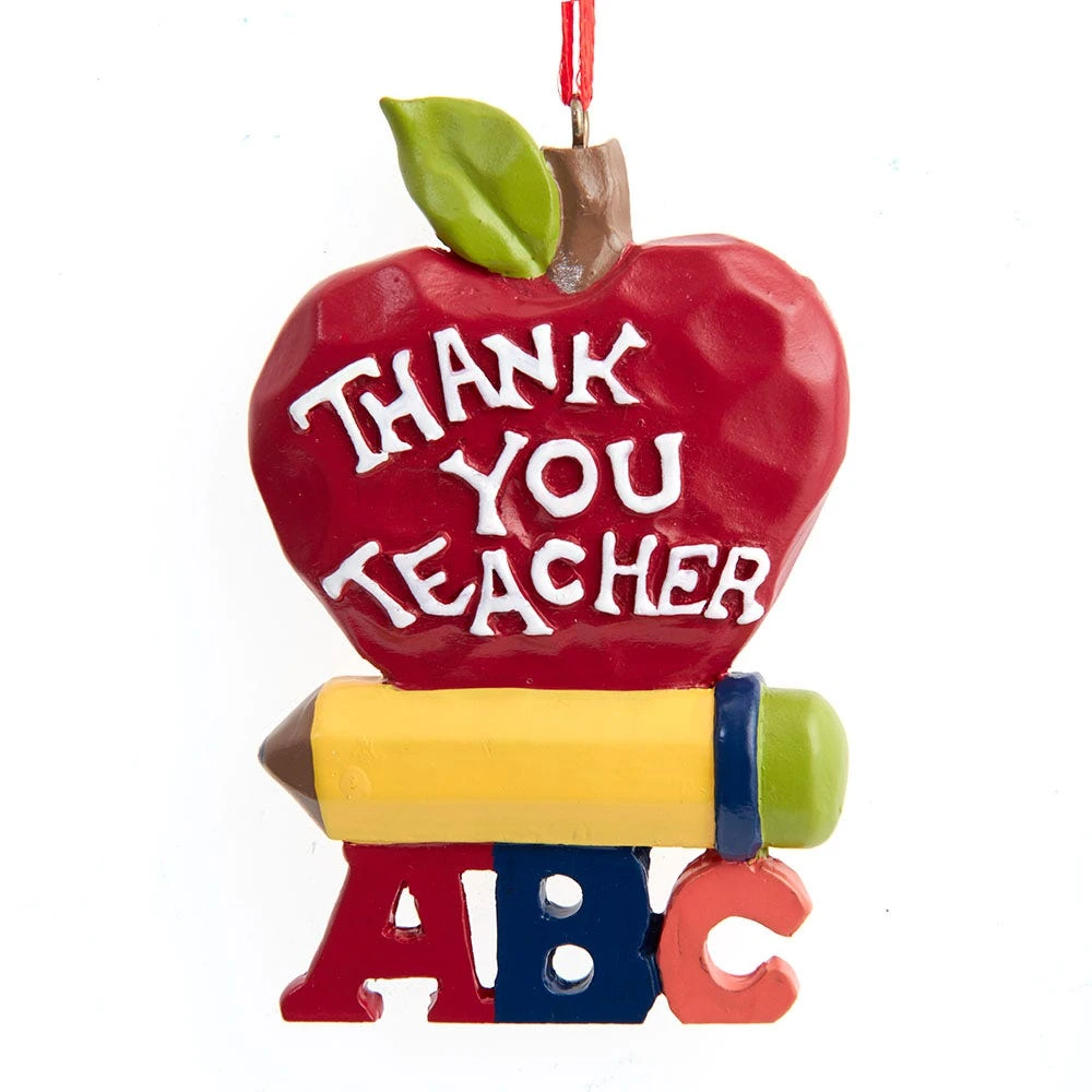 Kurt Adler Thank You Teacher - Apple Ornament 2 Kurt Adler Thank You Teacher - Apple Ornament - Image 2