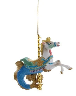 Kurt Adler Resin Carousel Ornament - Mermaid Horse