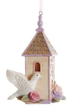 Kurt Adler Flower Birdhouse With Dove Ornament - Tower