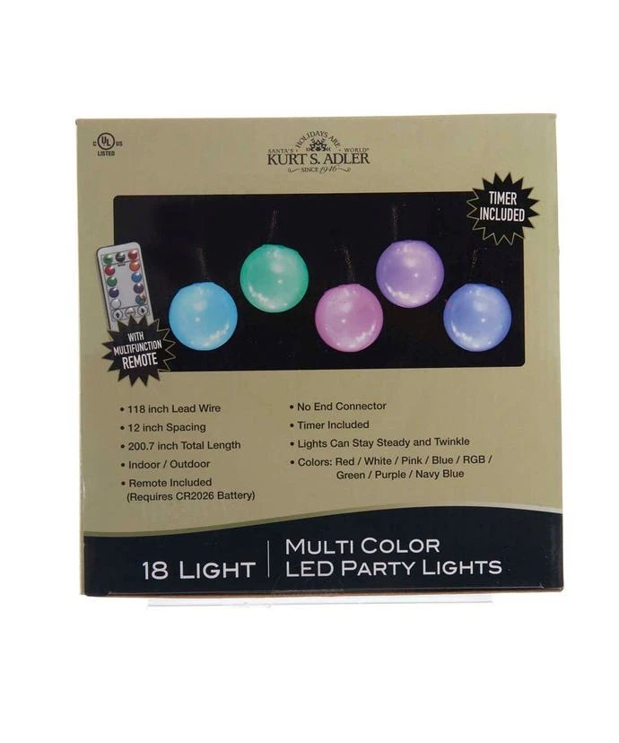 Kurt Adler 18-Light Old Time Party Pastel Multicolored LED Light Set 2 Kurt Adler 18-Light Old Time Party Pastel Multicolored LED Light Set - Image 2