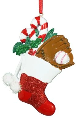 Kurt Adler 4.3 Inch Baseball Resin Sports Sock Ornament