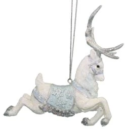 Kurt Adler Frosted Kingdom Snow Reindeer Ornament - Rack
