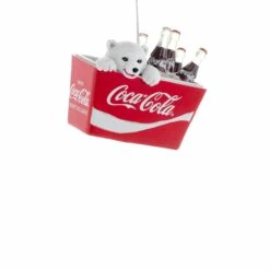 Kurt Adler Polar Bear Cub In Coke Cooler Ornament