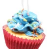 Kurt Adler Flower Cupcake Ornaments - Light Blue With Skinny Sprinkles