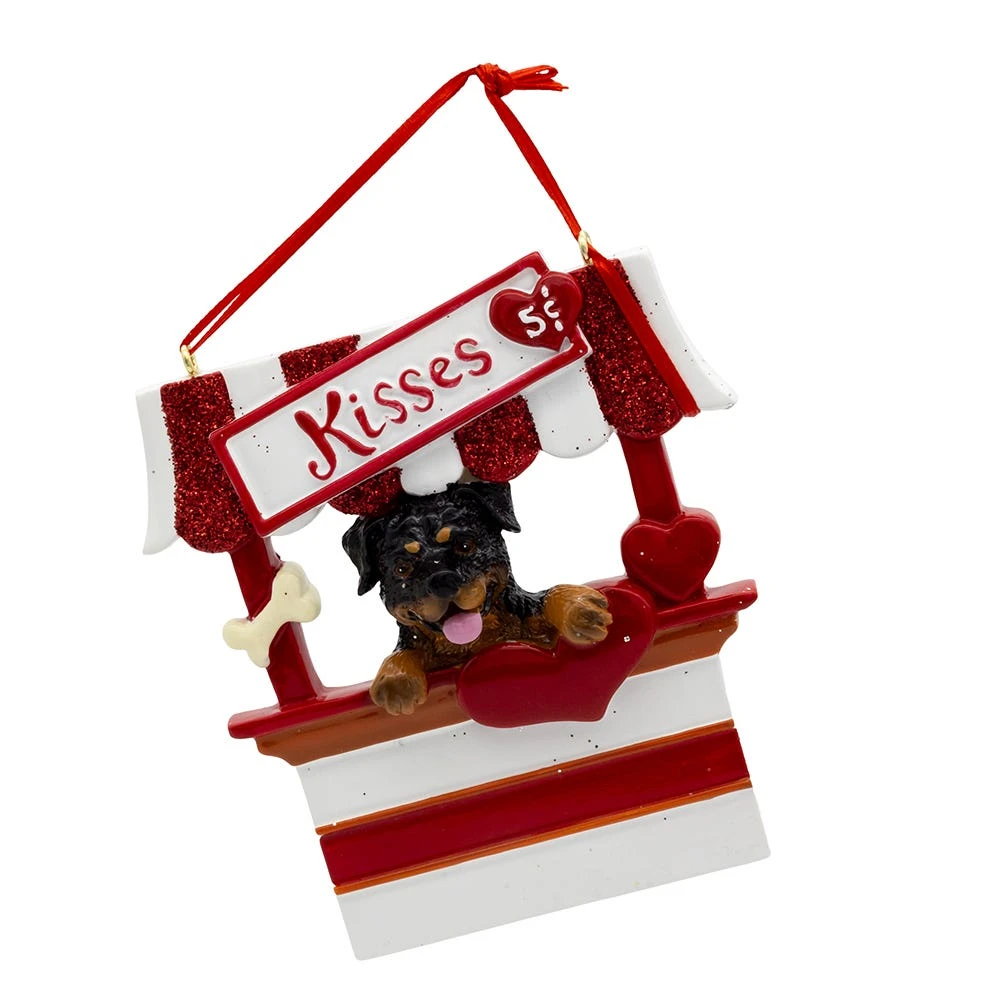Kurt Adler Dog Kisses - Kissing Booth Ornament - Rottweiler 1 Kurt Adler Dog Kisses - Kissing Booth Ornament - Rottweiler