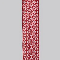 Kurt Adler Red And White Peppermint Candy Ribbon - 2.5" X 10 Yards