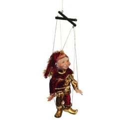 Kurt Adler Jacqueline Kent Mini Marionette Ornament - Red And Gold