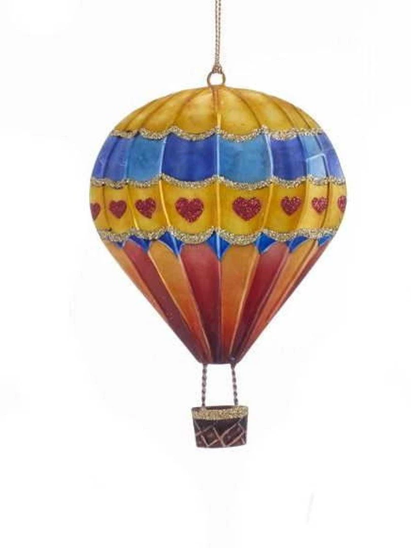 Kurt Adler Tin Hot Air Balloon Ornament - Hearts 1 Kurt Adler Tin Hot Air Balloon Ornament - Hearts