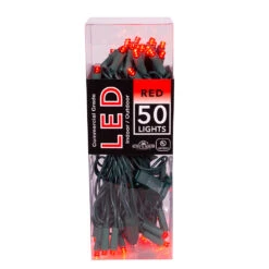 Kurt Adler 50-Light 5mm Red LED Green Wire Light Set
