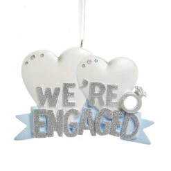 Kurt Adler Hearts Ornament - "We're Engaged"
