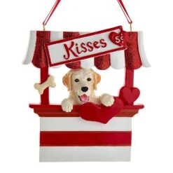 Kurt Adler Dog Kisses - Kissing Booth Ornament - Yellow Lab