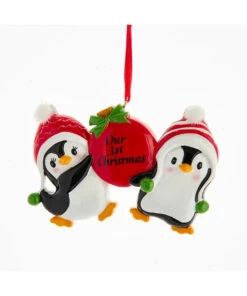 Kurt Adler Penguin Couple "Our 1st Christmas" Ornament