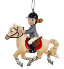Kurt Adler Girl Riding Horse Ornament -